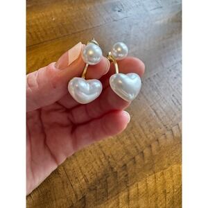 New faux pearl heart earrings‎